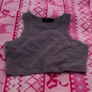 Zesica Gray Ribbed Women's Crop Top